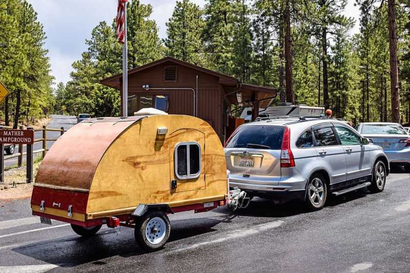 Teardrop camper trailer at Grand Canyon National Park